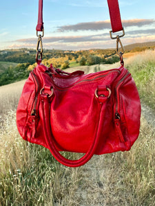 TOTUM Vintage Red "Boston Bag" (Washed Leather)